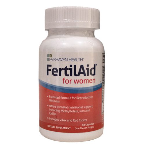 FertilAid for women vista frontal de suplemento alimenticio en presentación de 90 cápsulas