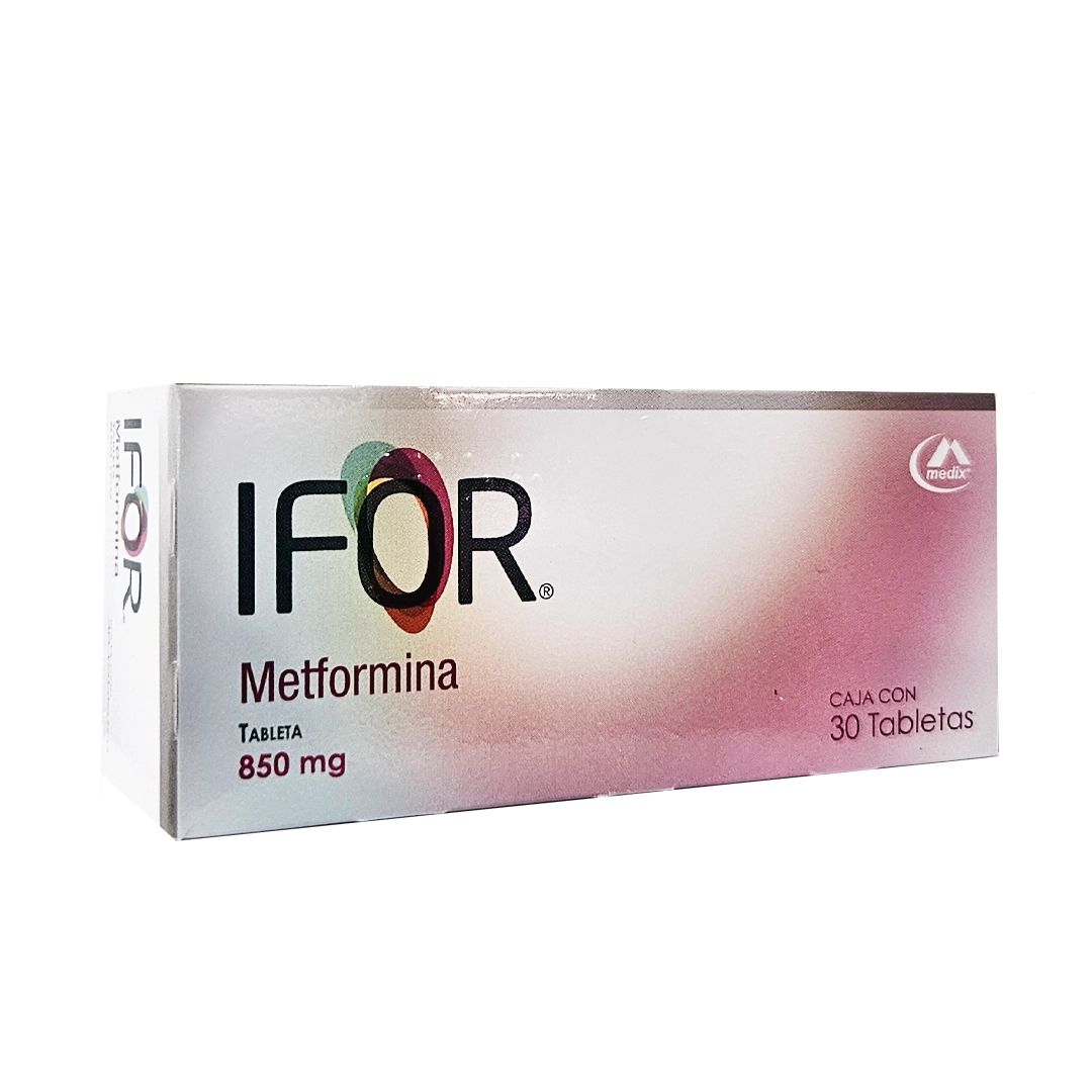 Ifor metformina 850 mg medicamento con 30 tabletas.