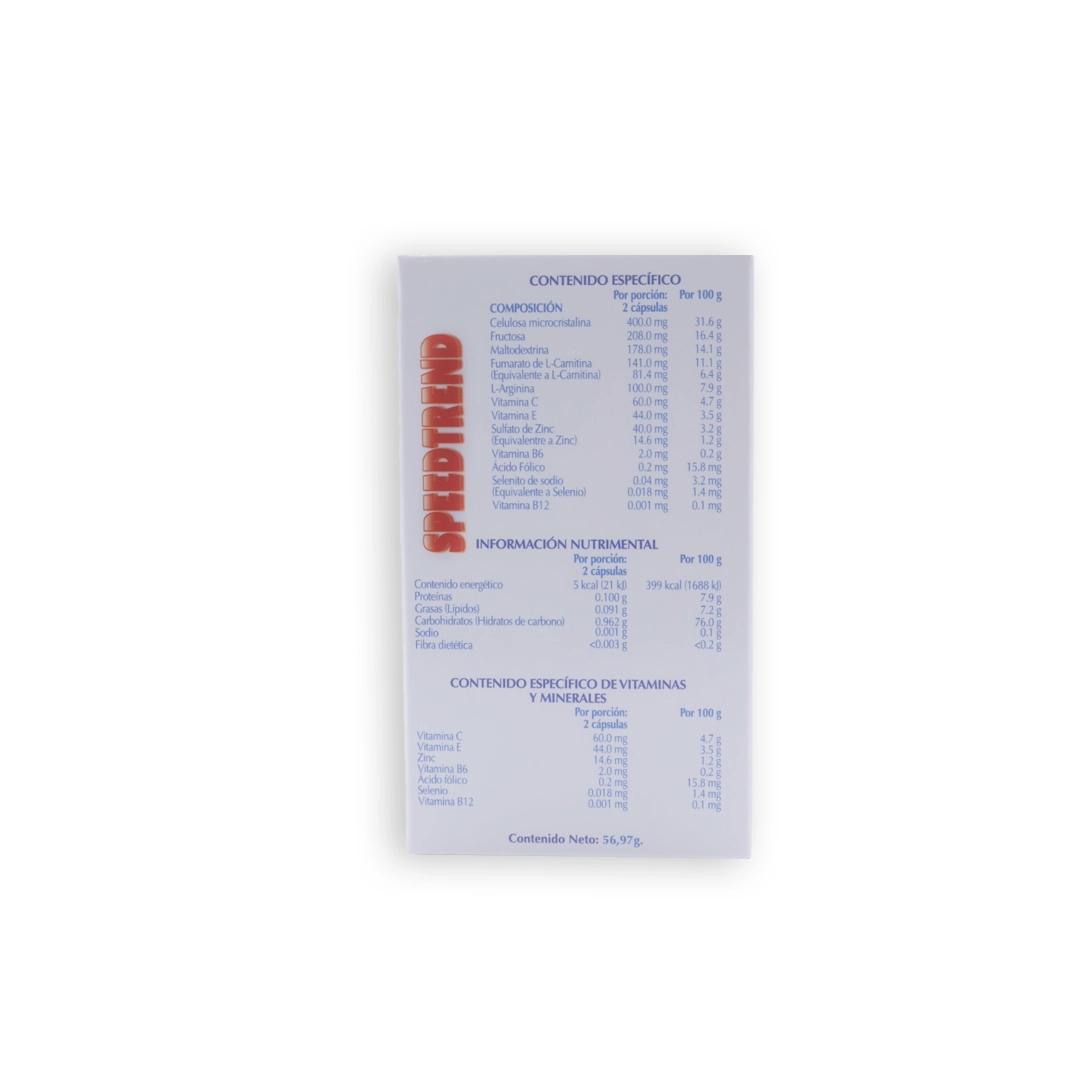 Speedtreend suplemento fertilidad, vista reverso. De venta en Medifert.