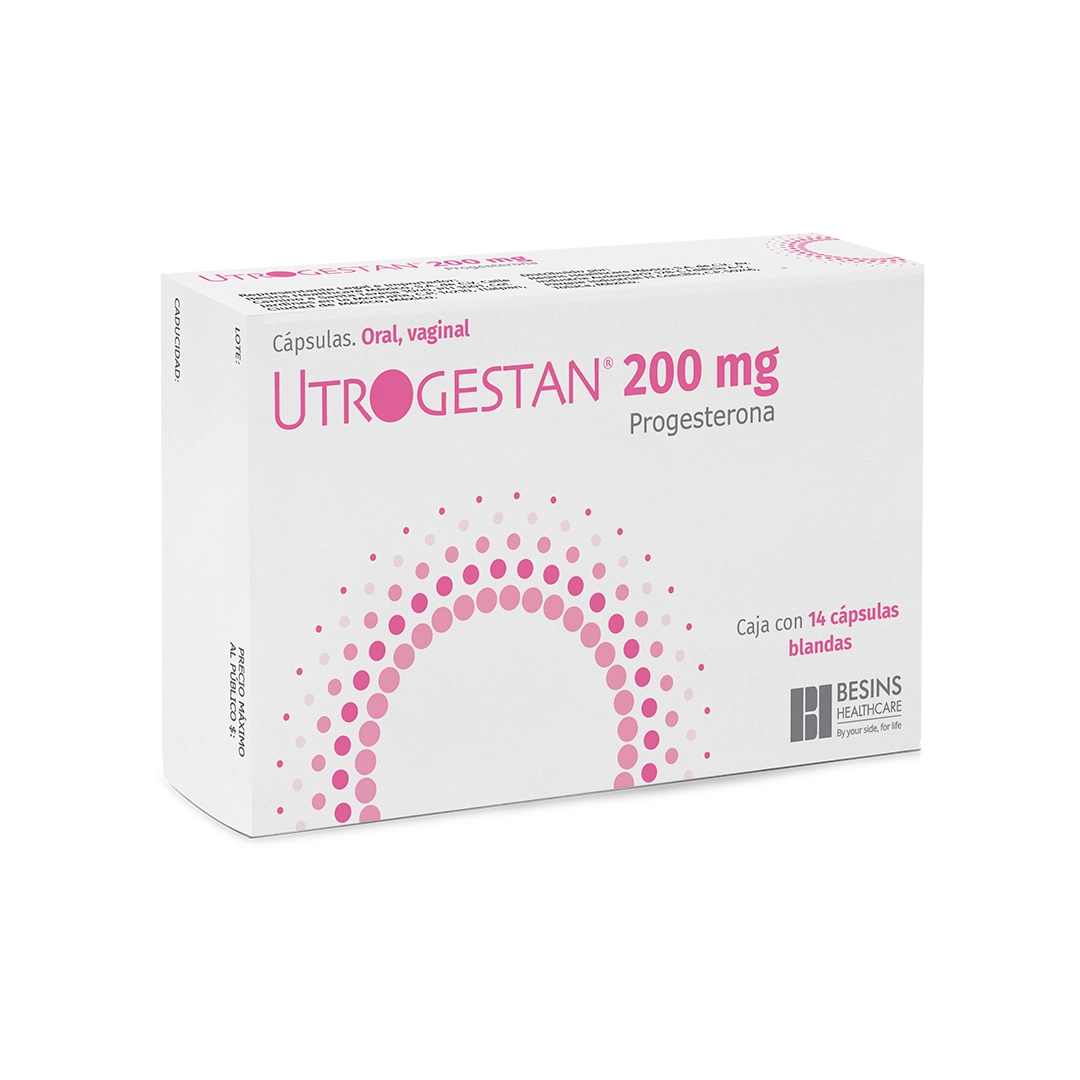Utrogestan 200 mg medicamento con 14 cápsulas