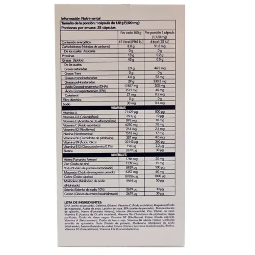 Ingredientes Elevit 2 Omegas con 28 cápsulas